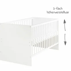 Kinderzimmer Anton mit 2-türigem Kleiderschrank, Bett, Wickelkommode inkl. Wickelaufsatz - Weiß - Kollektion 2024