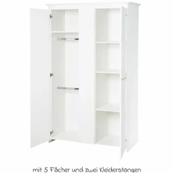 Kinderzimmer Anton mit 2-türigem Kleiderschrank, Bett, Wickelkommode inkl. Wickelaufsatz - Weiß - Kollektion 2024