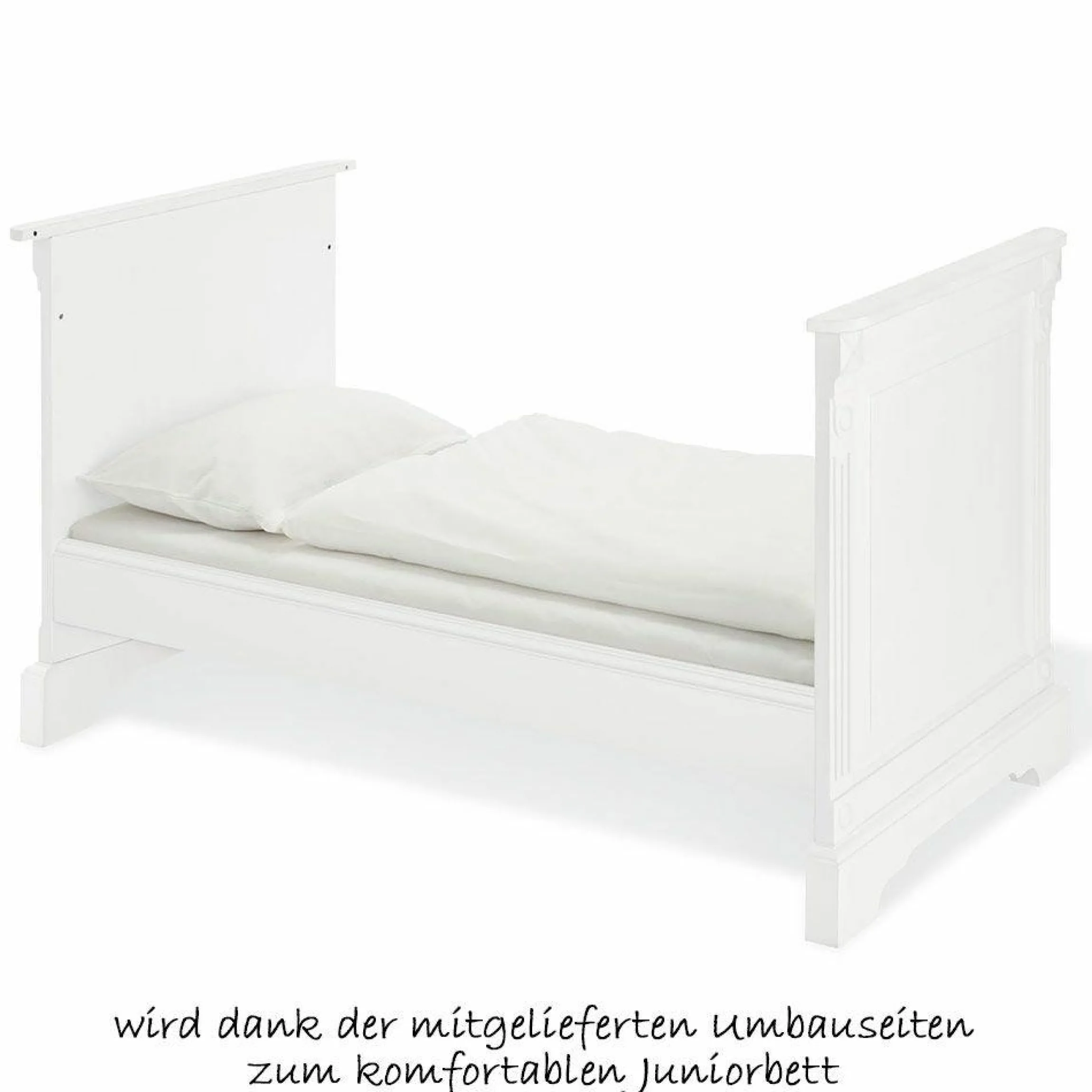 Kinderzimmer Emilia 3-türigem Schrank, Bett, extrabreiter Wickelkommode