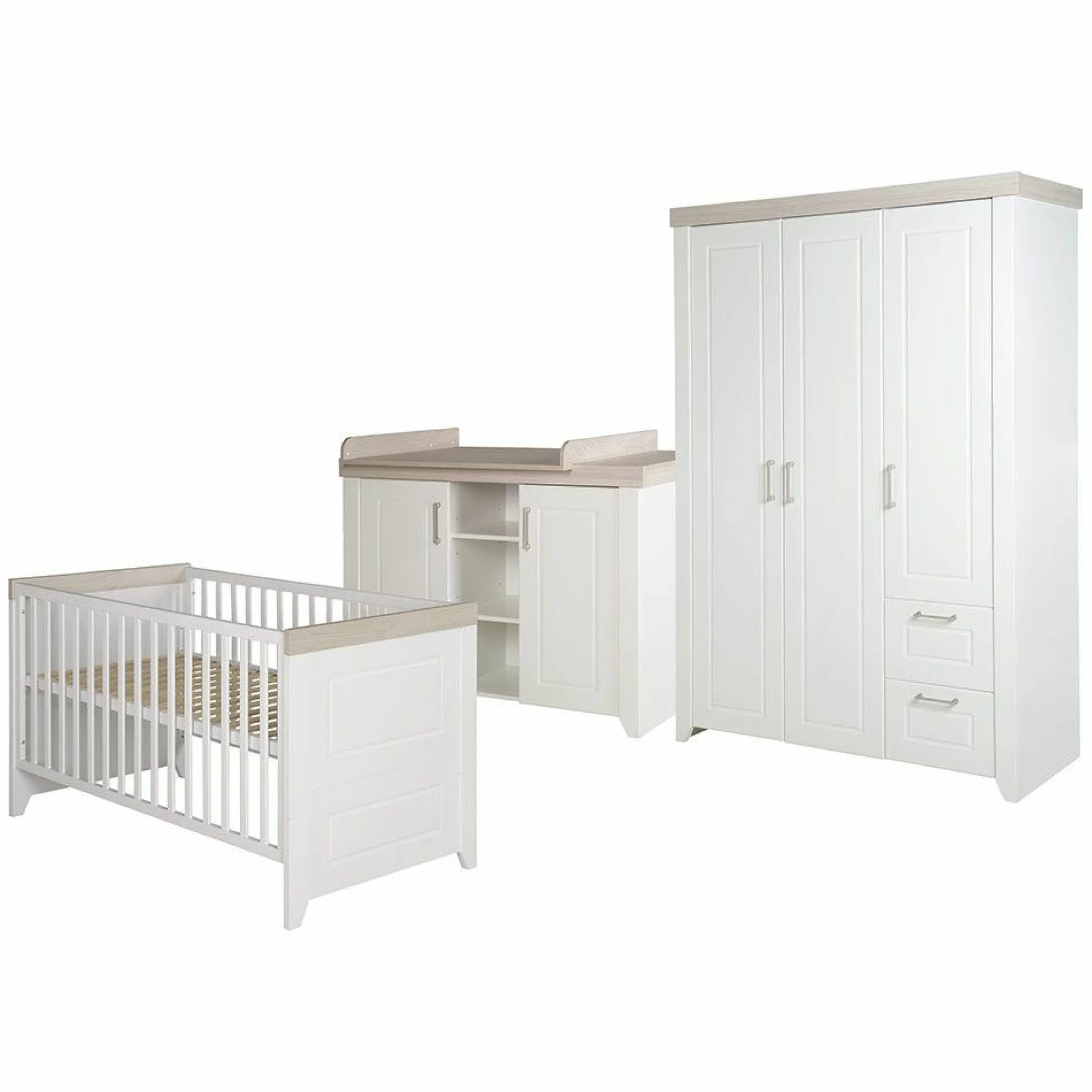 Kinderzimmer Felicia mit 3-türigem Schrank, Bett, Wickelkommode