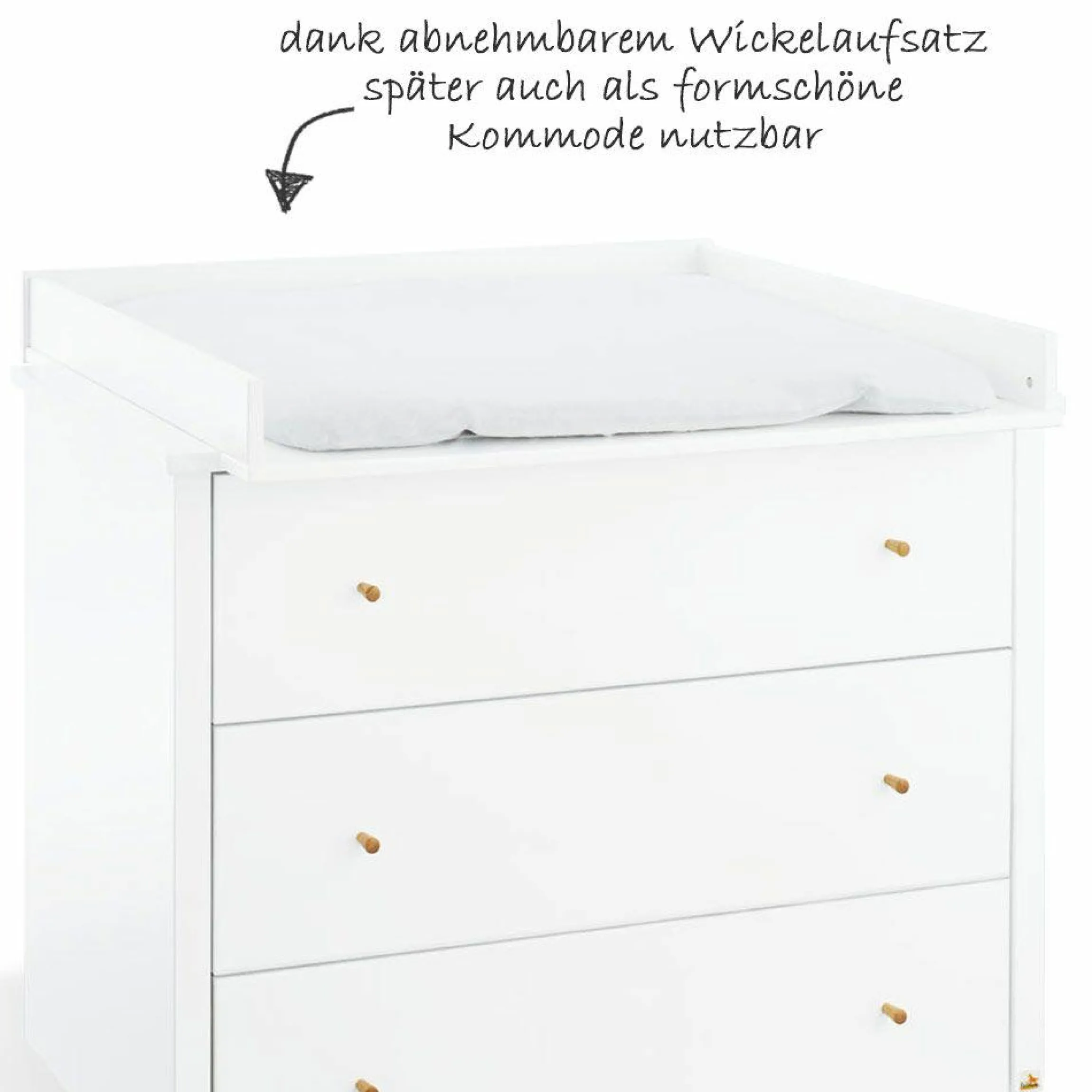 Kinderzimmer Pan mit 3-türigem Schrank, Bett, breiter Wickelkommode