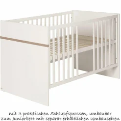 Kinderzimmer Pia mit 3-türigem Schrank, Bett, breiter Wickelkommode