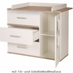 Kinderzimmer Pia mit 3-türigem Schrank, Bett, breiter Wickelkommode