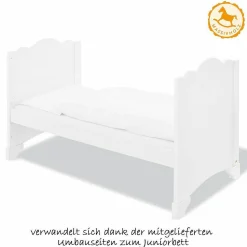 Kinderzimmer Pino mit 2-türigem Schrank, Bett, breiter Wickelkommode - Kiefer massiv