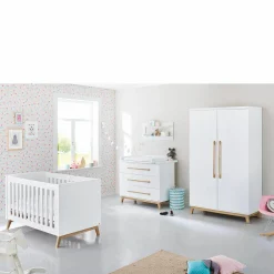 Kinderzimmer Riva mit 2-türigem Schrank, Bett, breiter Wickelkommode