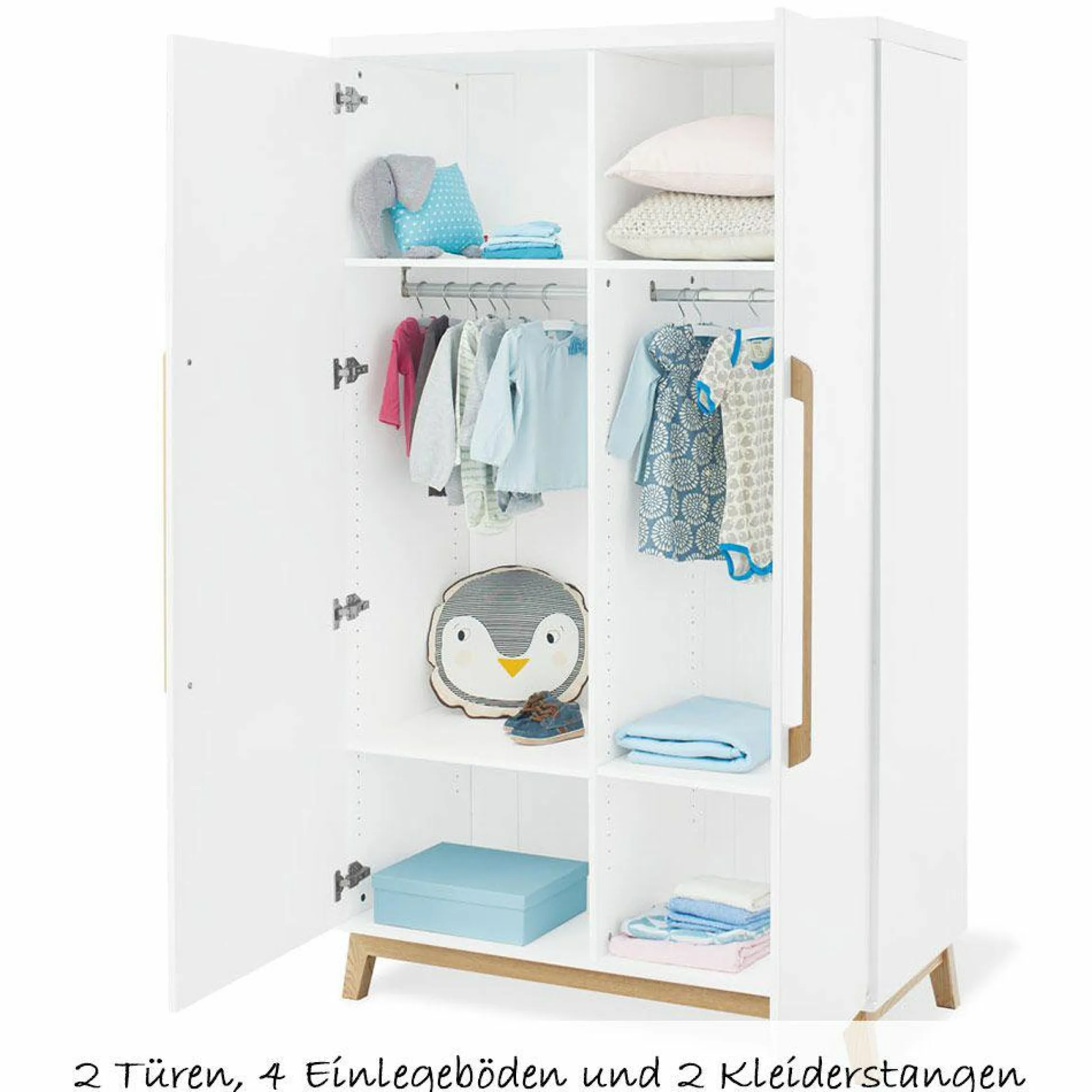 Kinderzimmer Riva mit 2-türigem Schrank, Bett, breiter Wickelkommode