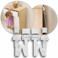 Kippsicherung für Möbel - 2 Bänder - Weiß
