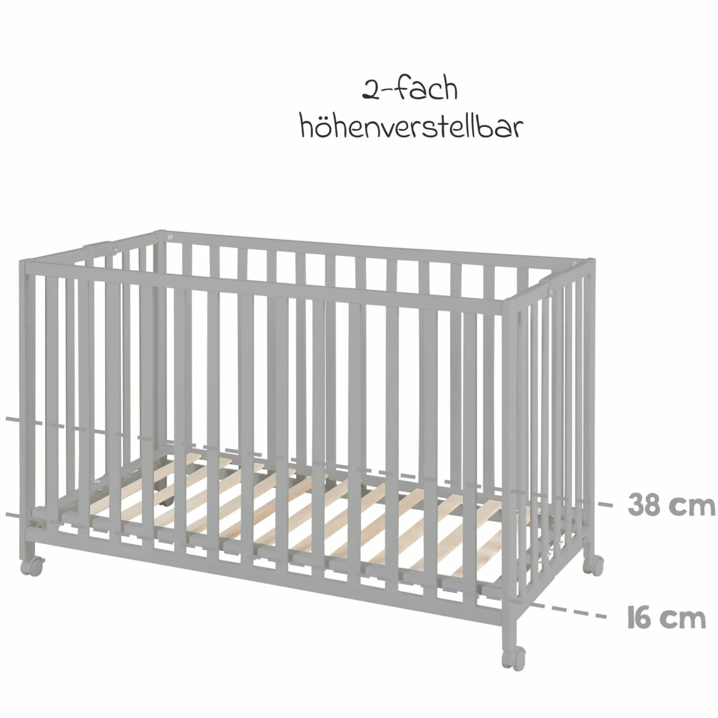 Klappbett 2-fach höhenverstellbar 60 x 120 cm - Taupe - Kollektion 2024