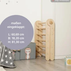 Kletterdreieck Littlefoot montiert, werkzeuglos verstellbar, klappbar aus Buchenholz - Beige lackiert