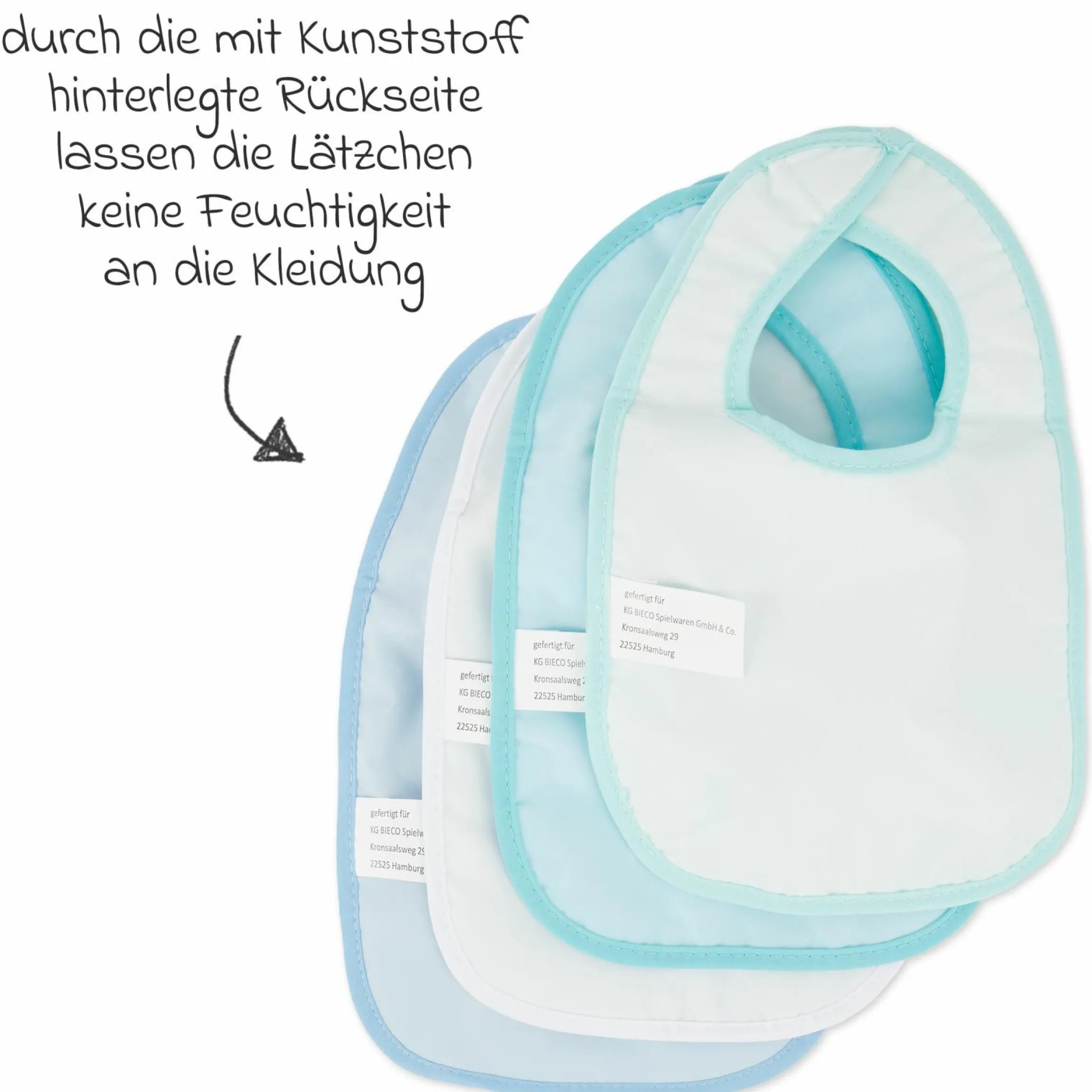 Klett-Lätzchen 4er Pack - Blau