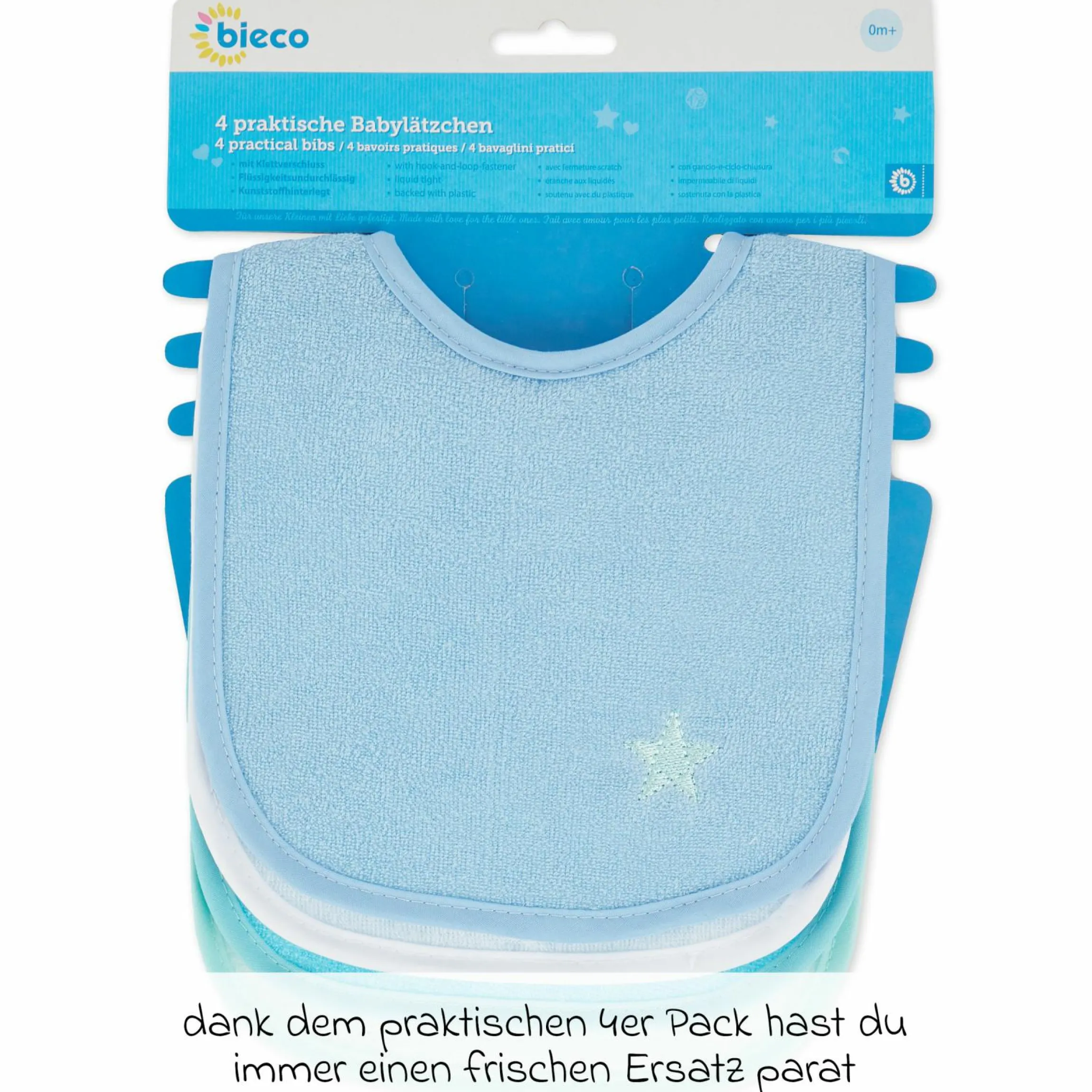 Klett-Lätzchen 4er Pack - Blau