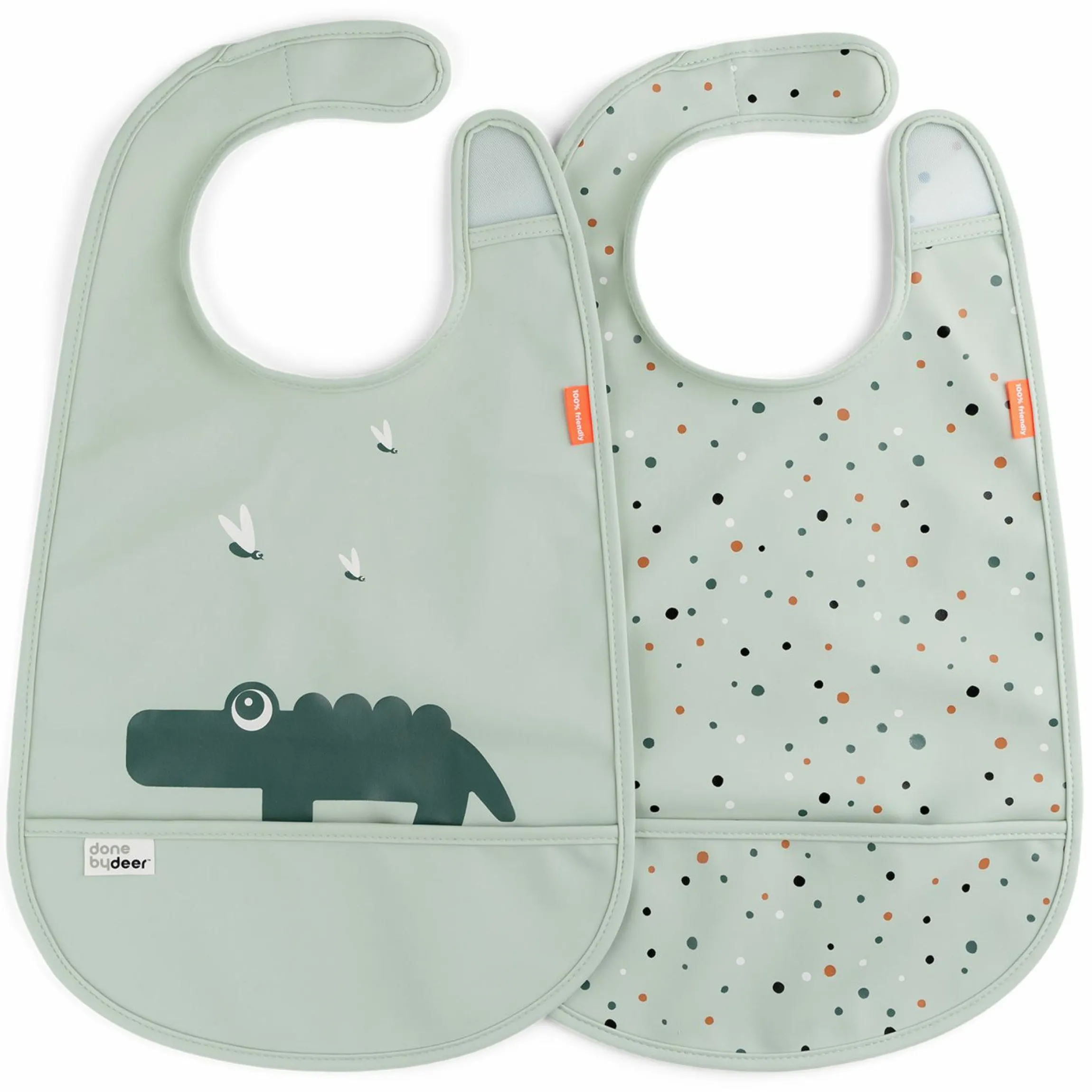 Klett-Lätzchen 2er Pack - Croco - Grün