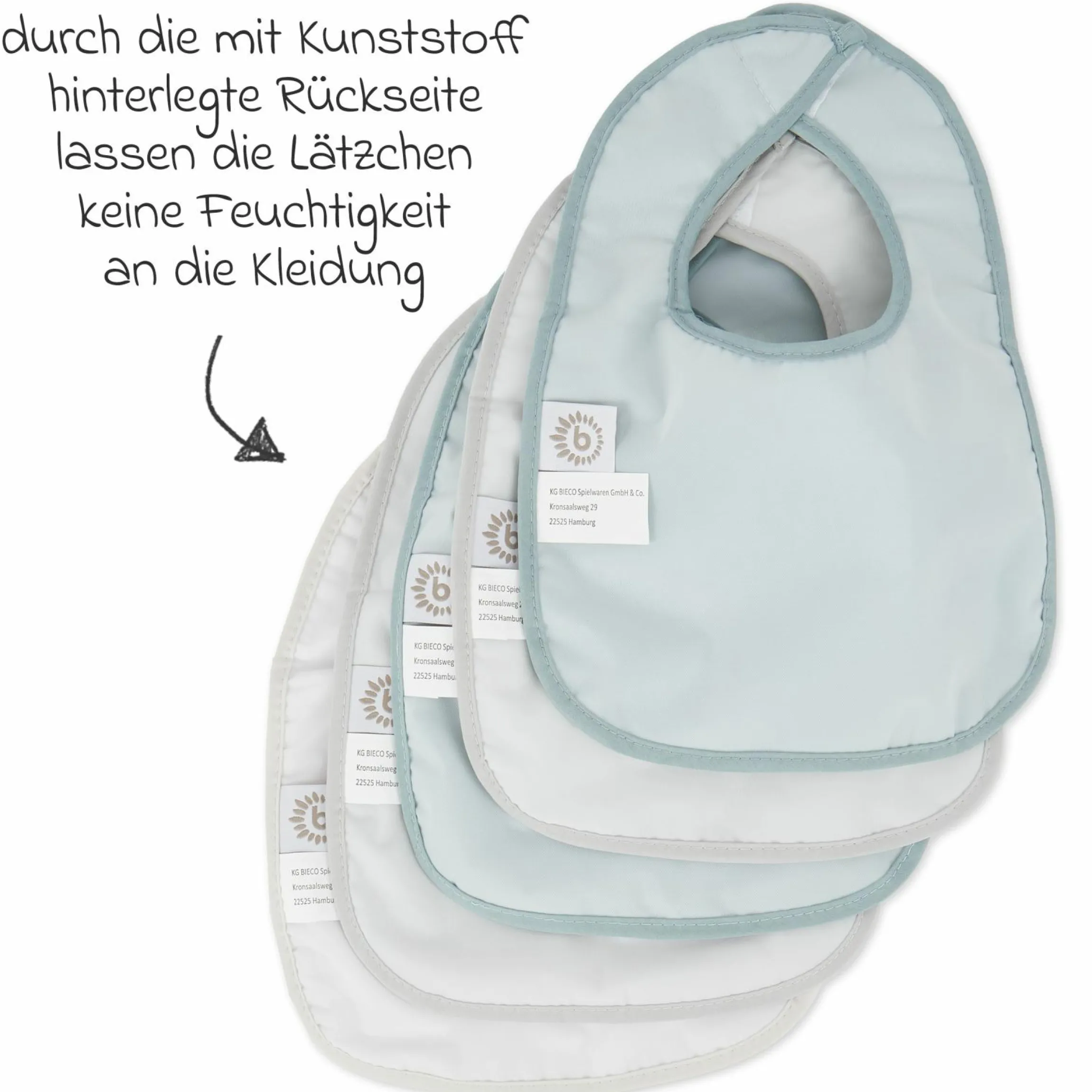 Klett-Lätzchen 5er Pack - Grau