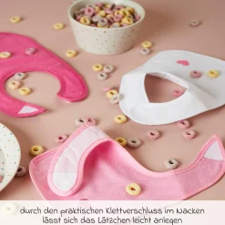 Klett-Lätzchen 4er Pack - Pink Rosa