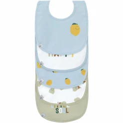 Klett-Lätzchen 5er Pack Bibs aus Bio-Baumwolle - Happy Fruits - Lemon