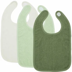 Klett-Lätzchen 3er Pack Frottee 25 x 34 cm - OffWhite / Soft Green / Forest Green