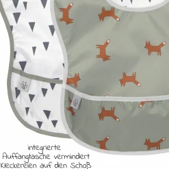 Klett-Lätzchen 2er Pack Lightweight Bib - Little Forest Fox - Olive