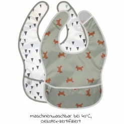 Klett-Lätzchen 2er Pack Lightweight Bib - Little Forest Fox - Olive