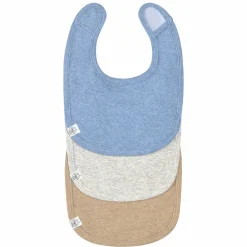 Klett-Lätzchen 3er Pack Newborn Bib aus Bio-Baumwolle - Blue / Light Grey / Nature Melange