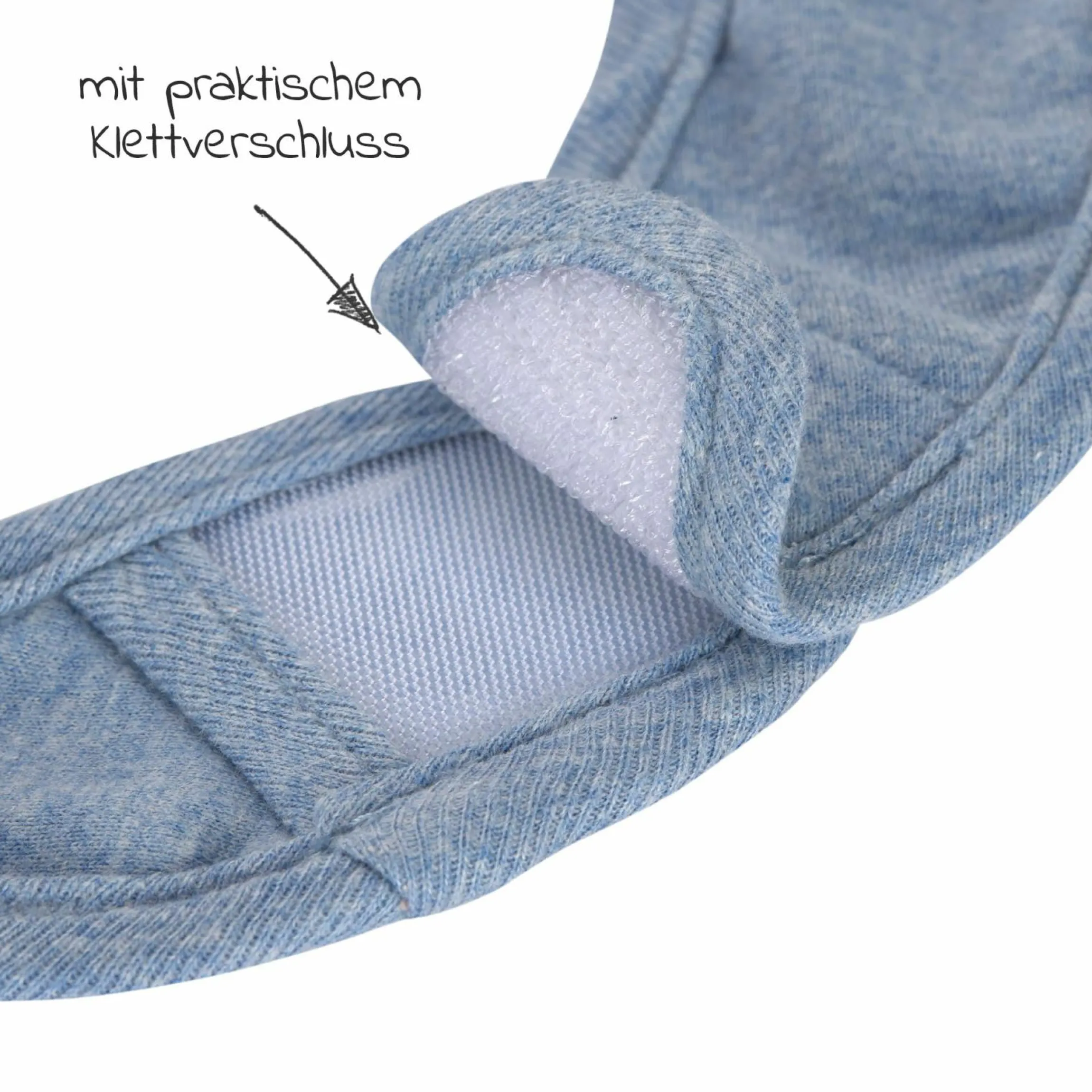 Klett-Lätzchen 3er Pack Newborn Bib aus Bio-Baumwolle - Blue / Light Grey / Nature Melange