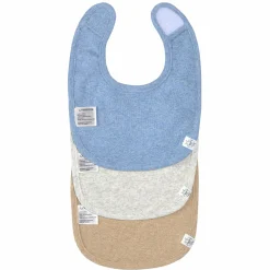 Klett-Lätzchen 3er Pack Newborn Bib aus Bio-Baumwolle - Blue / Light Grey / Nature Melange