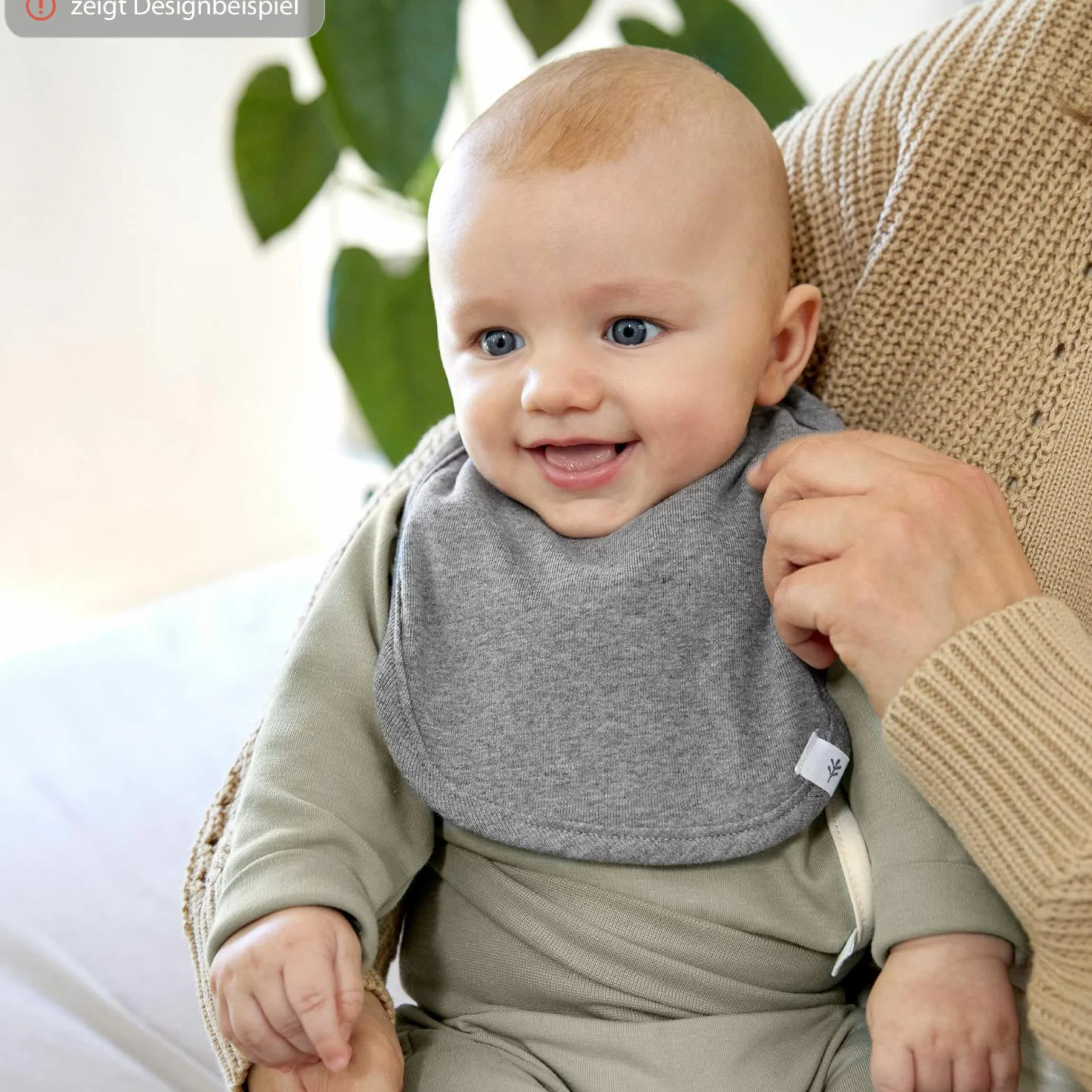 Klett-Lätzchen 3er Pack Newborn Bib aus Bio-Baumwolle - Blue / Light Grey / Nature Melange