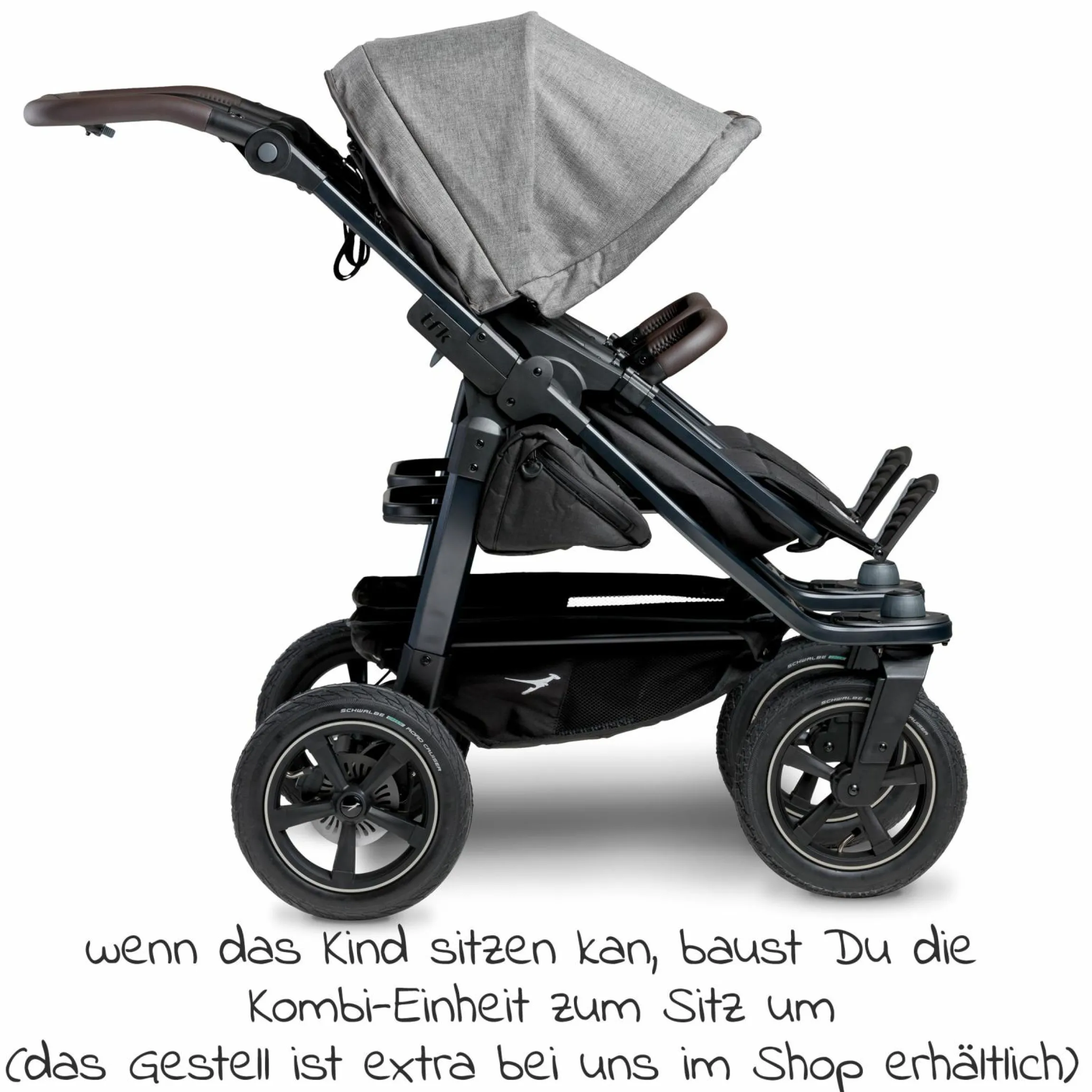 Kombi-Einheit (1 x Wanne / Sitz) für Duo 2 - Premium Grau - Kollektion 2025