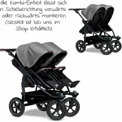 Kombi-Einheit (1 x Wanne / Sitz) für Duo 2 - Premium Grau - Kollektion 2025