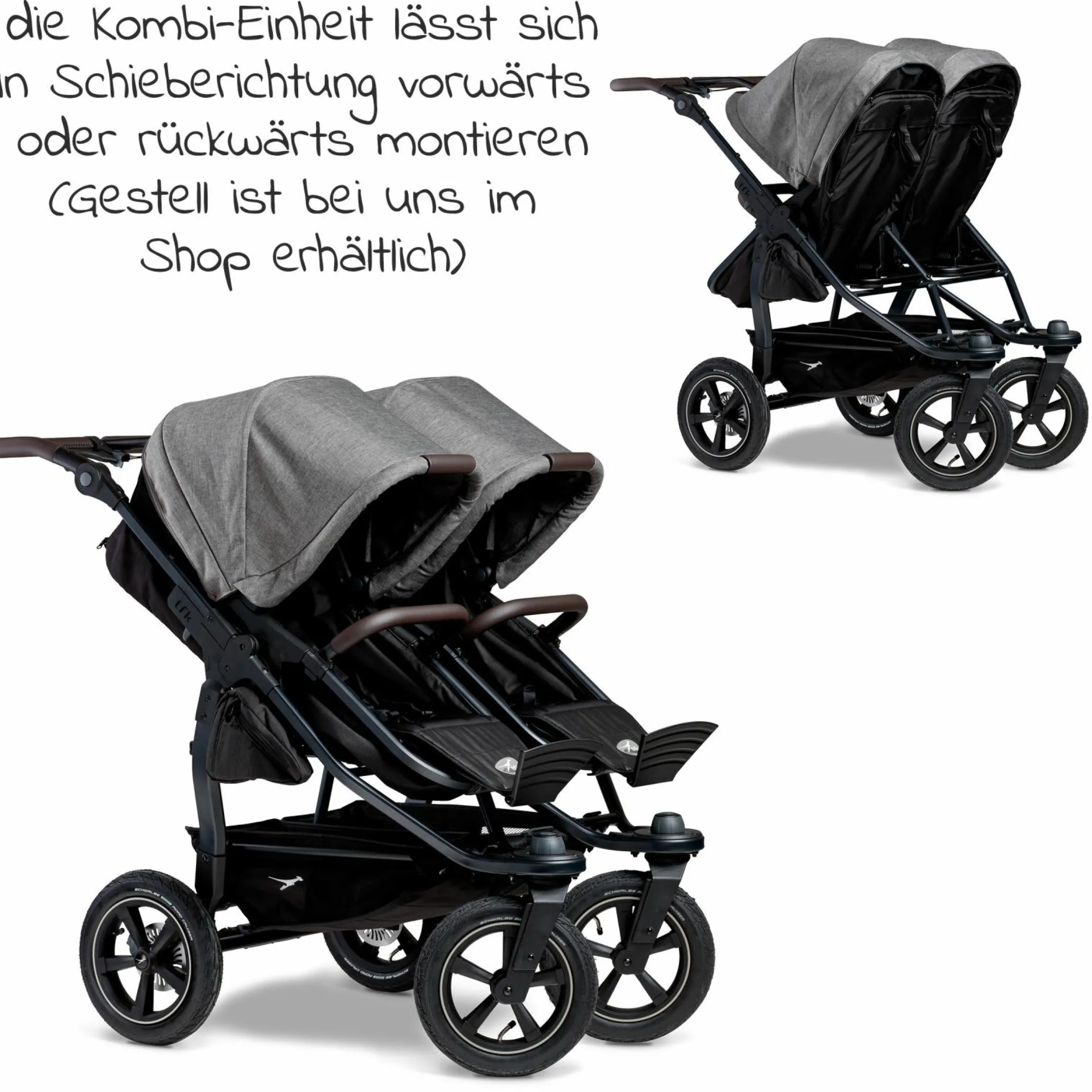 Kombi-Einheit (1 x Wanne / Sitz) für Duo 2 - Premium Grau - Kollektion 2025