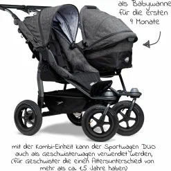 Kombi-Einheit (1 x Wanne & Sitz) für Duo - Premium Anthrazit