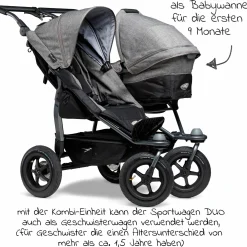 Kombi-Einheit (1 x Wanne & Sitz) für Duo - Premium Grau