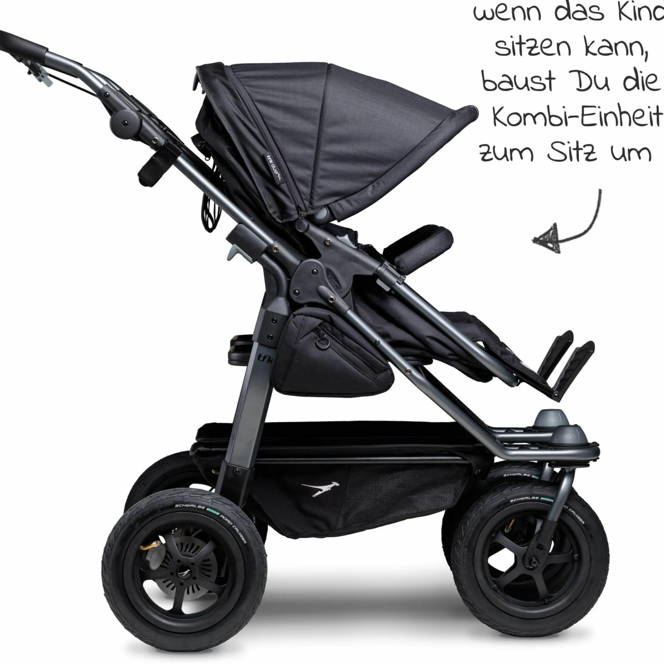 Kombi-Einheit (1 x Wanne & Sitz) für Duo - Schwarz
