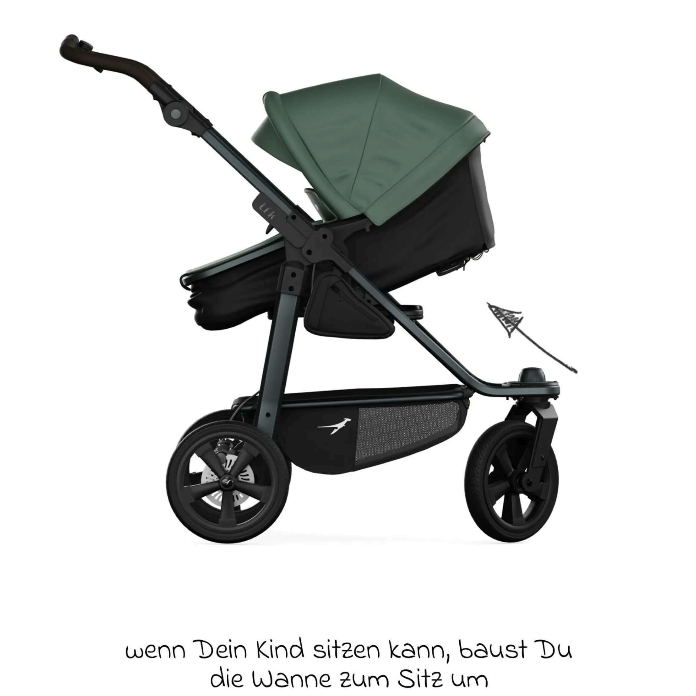 Kombi-Einheit (Wanne & Sitz) für Mono 3/4 & Pro - Olive - Kollektion 2025
