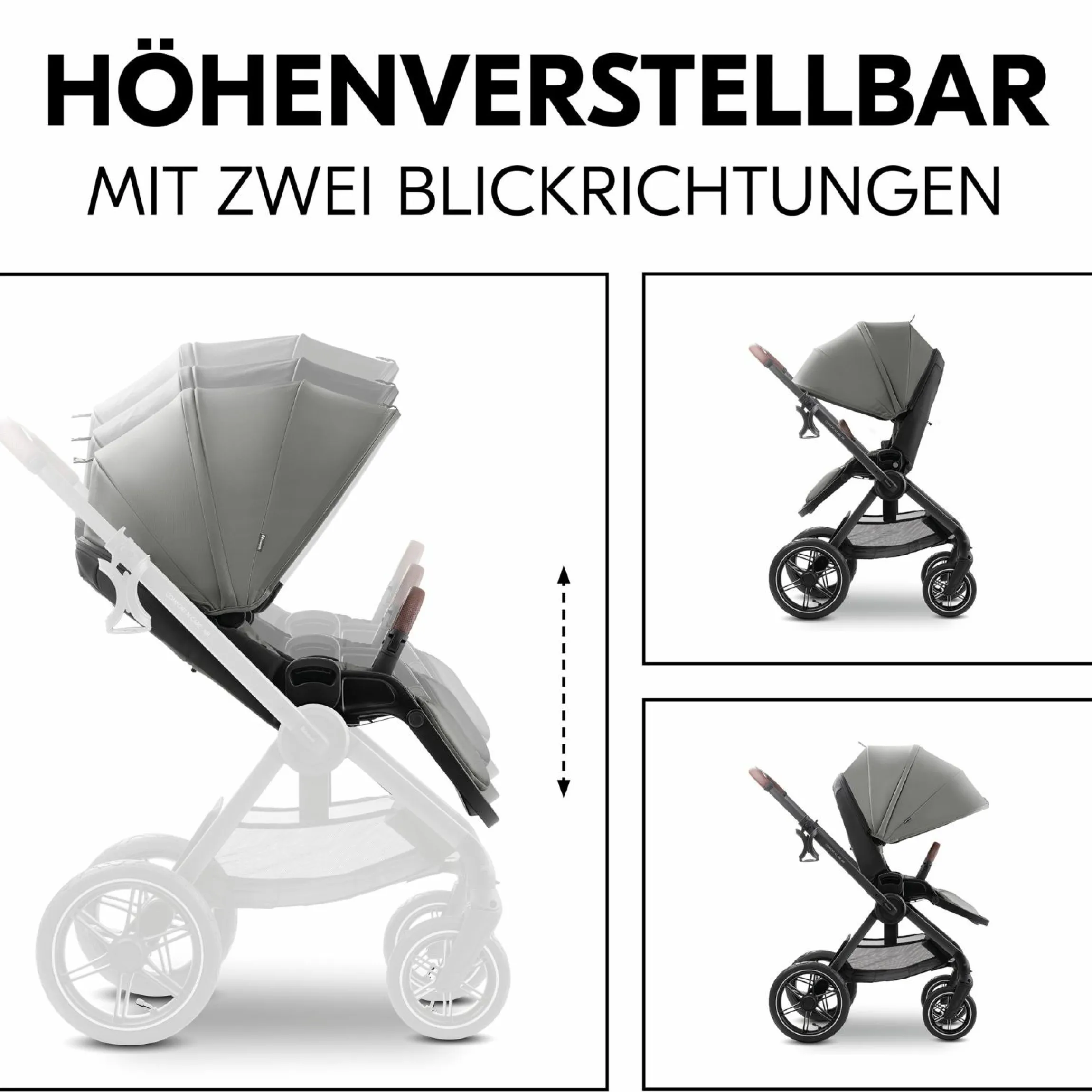 Kombi-Kinderwagen Comfort N Care Air Set (mit Luftreifen) - inkl. Babywanne, Sportsitz, Beindecke und Getränkehalter - Dark Grey