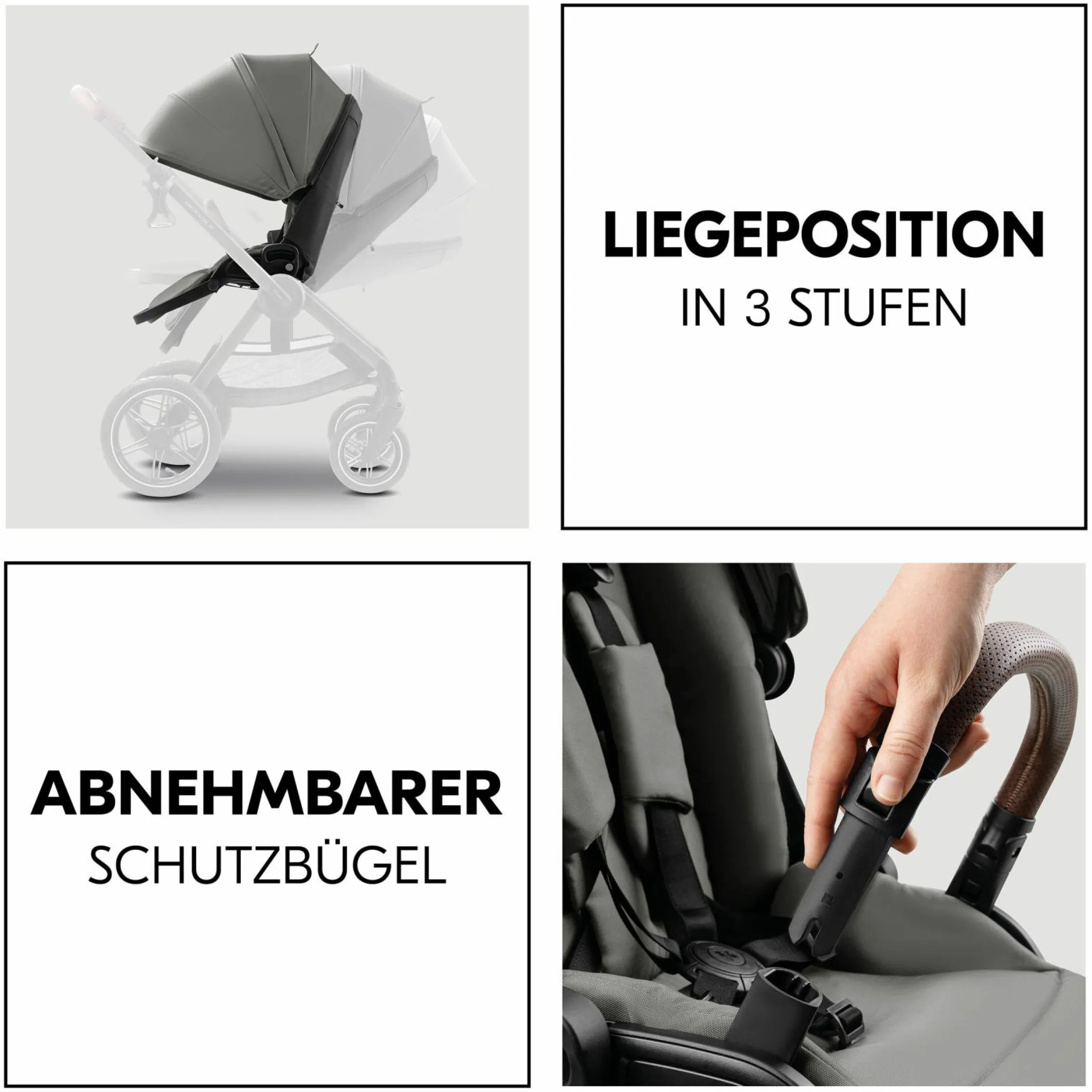 Kombi-Kinderwagen Comfort N Care Air Set (mit Luftreifen) - inkl. Babywanne, Sportsitz, Beindecke und Getränkehalter - Dark Grey