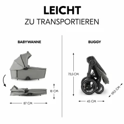 Kombi-Kinderwagen Comfort N Care Air Set (mit Luftreifen) - inkl. Babywanne, Sportsitz, Beindecke und Getränkehalter - Dark Grey
