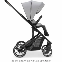 Kombi-Kinderwagen Juntos bis 22 kg belastbar mit Teleskopschieber, umsetzbare Sitzeinheit, Babywanne mit Matratze & Regenschutz - Rock - Kollektion 2025