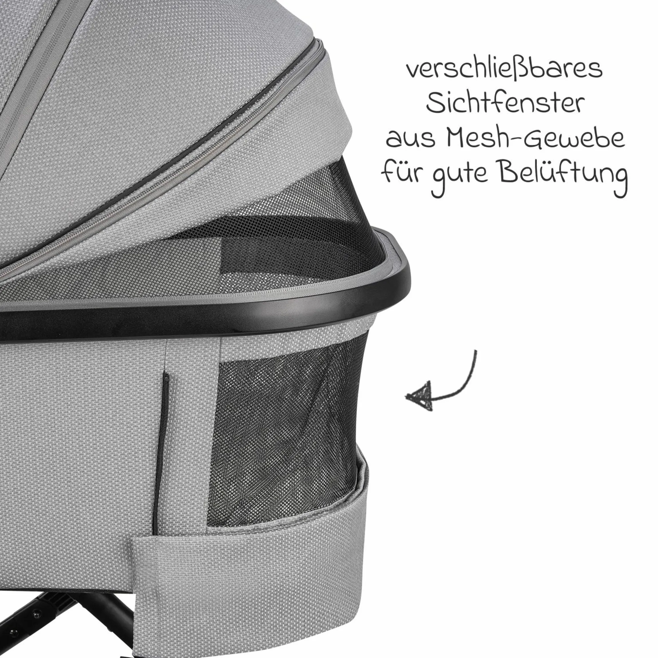 Kombi-Kinderwagen Juntos bis 22 kg belastbar mit Teleskopschieber, umsetzbare Sitzeinheit, Babywanne mit Matratze & Regenschutz - Rock - Kollektion 2025