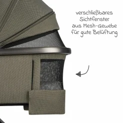 Kombi-Kinderwagen Juntos bis 22 kg belastbar mit Teleskopschieber, umsetzbare Sitzeinheit, Babywanne mit Matratze & Regenschutz - Teak - Kollektion 2025