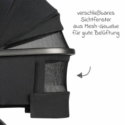 Kombi-Kinderwagen Juntos bis 22 kg belastbar mit Teleskopschieber, umsetzbare Sitzeinheit, Babywanne mit Matratze & Regenschutz - Coal - Kollektion 2025