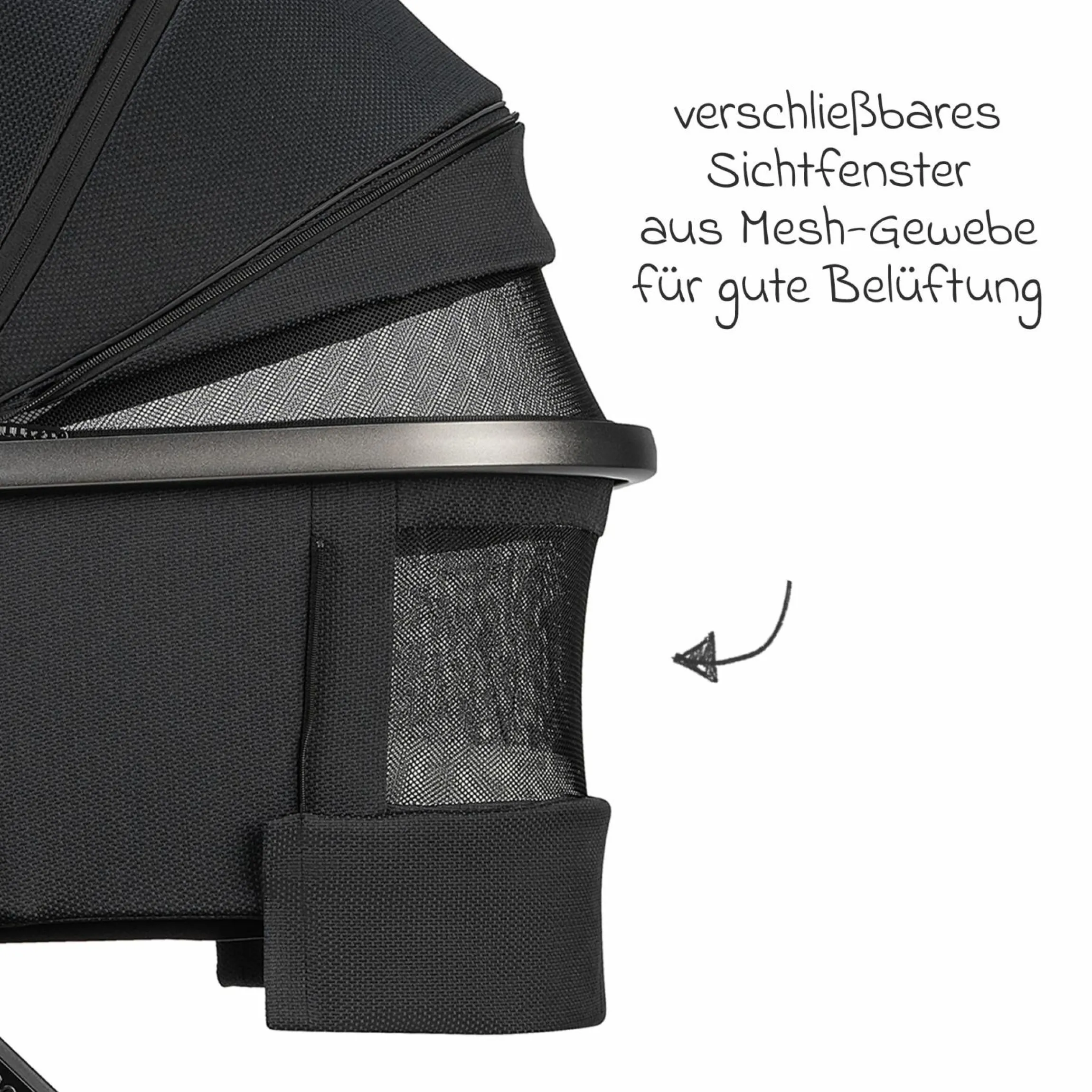 Kombi-Kinderwagen Juntos bis 22 kg belastbar mit Teleskopschieber, umsetzbare Sitzeinheit, Babywanne mit Matratze & Regenschutz - Coal - Kollektion 2025