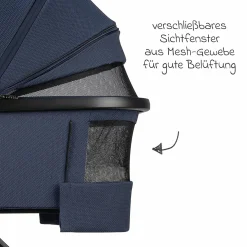 Kombi-Kinderwagen Juntos bis 22 kg belastbar mit Teleskopschieber, umsetzbare Sitzeinheit, Babywanne mit Matratze & Regenschutz - Cobalt - Kollektion 2025