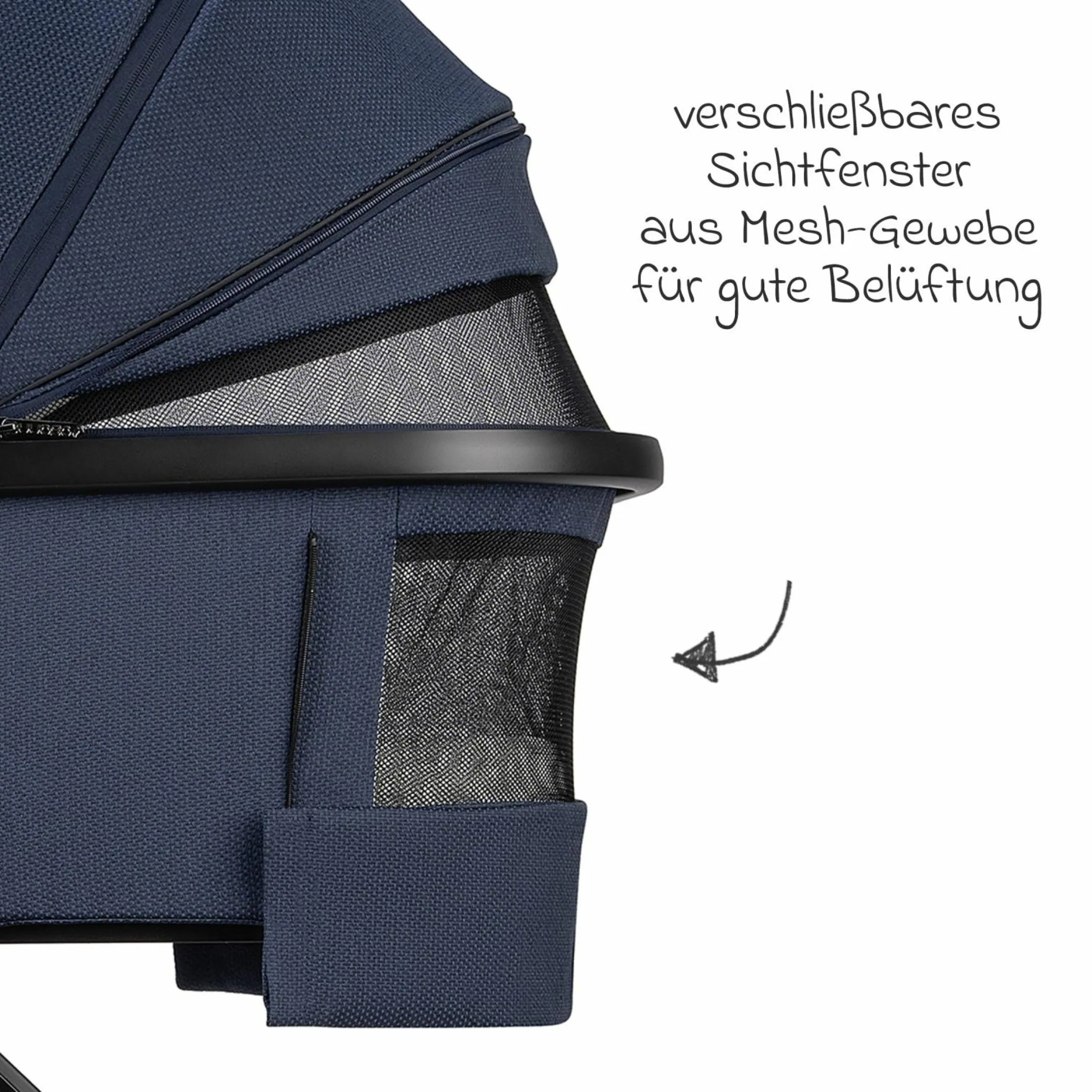 Kombi-Kinderwagen Juntos bis 22 kg belastbar mit Teleskopschieber, umsetzbare Sitzeinheit, Babywanne mit Matratze & Regenschutz - Cobalt - Kollektion 2025