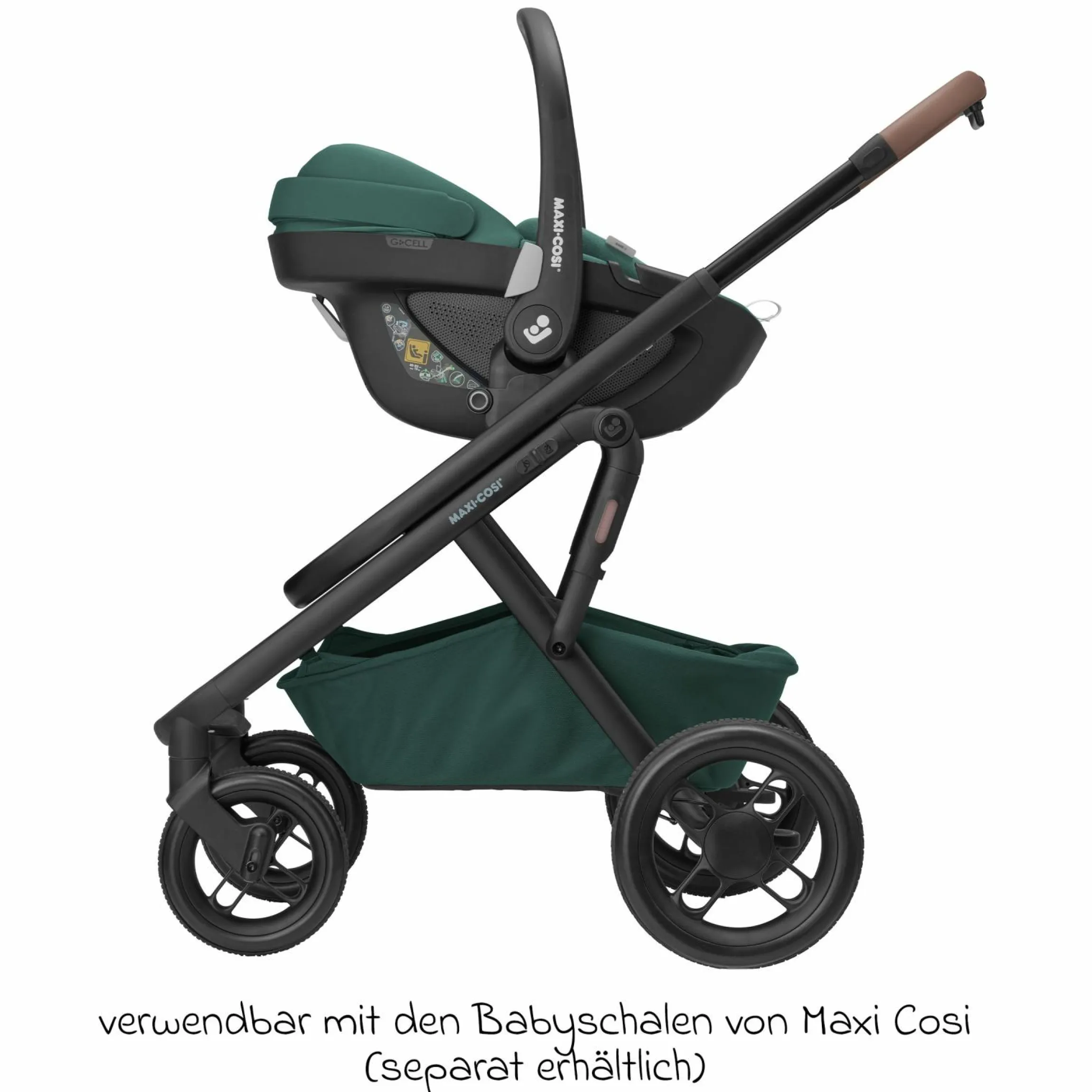 Kombi-Kinderwagen Lila XP Plus inkl. Babywanne, geräumiger XL Korb bis 10 kg, umsetzbare Sitzeinheit, bis 22kg - Essential Green - Kollektion 2025