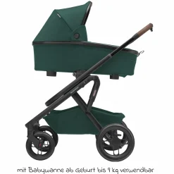 Kombi-Kinderwagen Lila XP Plus inkl. Babywanne, geräumiger XL Korb bis 10 kg, umsetzbare Sitzeinheit, bis 22kg - Essential Green - Kollektion 2025
