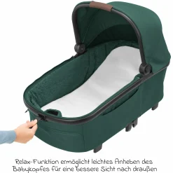 Kombi-Kinderwagen Lila XP Plus inkl. Babywanne, geräumiger XL Korb bis 10 kg, umsetzbare Sitzeinheit, bis 22kg - Essential Green - Kollektion 2025
