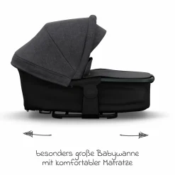 Kombi-Kinderwagen Mono 4 Luftreifen inkl. Kombi-Einheit (Babywanne+Sitz) mit Liegeposition & XXL Zubehörpaket - Premium Schwarz