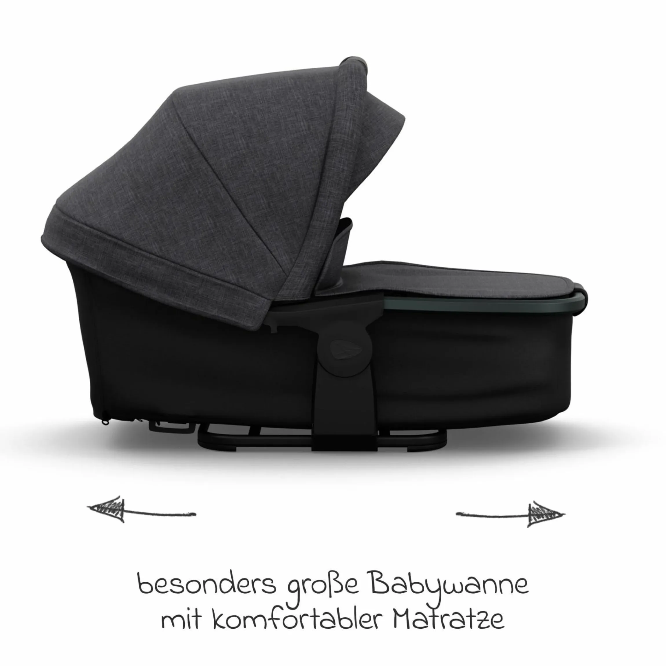 Kombi-Kinderwagen Mono 4 Luftreifen inkl. Kombi-Einheit (Babywanne+Sitz) mit Liegeposition & XXL Zubehörpaket - Premium Schwarz