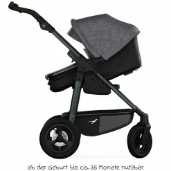 Kombi-Kinderwagen Mono 4 Luftreifen inkl. Kombi-Einheit (Babywanne+Sitz) mit Liegeposition & XXL Zubehörpaket - Premium Grau