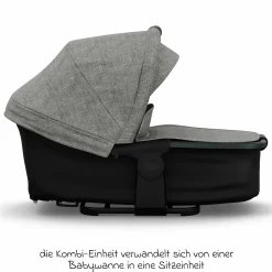 Kombi-Kinderwagen Mono 4 Luftreifen inkl. Kombi-Einheit (Babywanne+Sitz) mit Liegeposition & XXL Zubehörpaket - Premium Grau